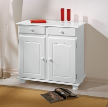 2-trg. Kommode Anrichte Sideboard LOVI Kiefer Massiv Wei� Lackiert
