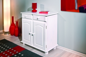 2-trg. Kommode Anrichte Sideboard LOVI Kiefer Massiv Wei� Lackiert