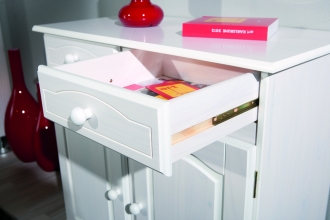 2-trg. Kommode Anrichte Sideboard LOVI Kiefer Massiv Wei� Lackiert