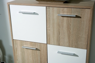 Kommode Sideboard Anrichte EGADI Sonoma Eiche Wei� Dekor