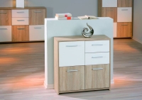 3-trg. Kommode Anrichte Sideboard EBOLI Sonoma Eiche Wei� Dekor
