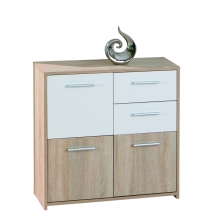 3-trg. Kommode Anrichte Sideboard EBOLI Sonoma Eiche Wei� Dekor