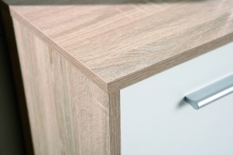 3-trg. Kommode Anrichte Sideboard EBOLI Sonoma Eiche Wei� Dekor