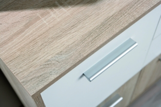 3-trg. Kommode Anrichte Sideboard EBOLI Sonoma Eiche Wei� Dekor