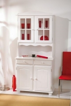Vitrine Anrichte Buffet Schrank VALENCIA Kiefer Massiv Wei� lackiert