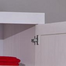 3-trg. Schrank Kleiderschrank Schlafzimmerschrank GERALDO Kiefer Massiv Wei� lackiert mit Spiegel