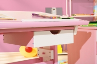 Lerntisch Tisch Jugendschreibtisch Schreibtisch CECILIA Massiv Pink & Wei�