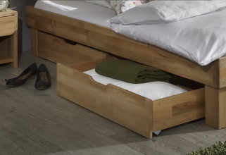 90x200 Bett Futonbett Holzbett mit Bettkasten Kernbuche Massiv Julia90E+BK ge�lt