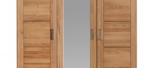 3-trg. Schrank Kleiderschrank Spiegelschrank Kernbuche massiv ge�lt