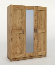 3-trg. Schrank Kleiderschrank Spiegelschrank Wildeiche Teilmassiv ge�lt