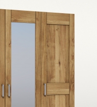 4-trg. Schrank Kleiderschrank Spiegelschrank Wildeiche Teilmassiv ge�lt