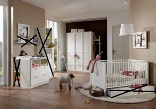 3tlg. Babyzimmer Kinderzimmer Komplettset Filou Wei�