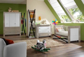 4tlg. Babyzimmer Kinderzimmer Komplettset Kira Eiche s�gerau/Wei�