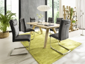 2 Freischwinger=Set Schwing - Stuhl Rabea RABE16GX Kunstleder Grau