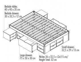 140x200 Bett Doppelbett Holzbett Funktionsbett TILL Massivholz Wei� Lackiert