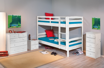 90x190 Bett Kinderbett Holzbett Etagenbett RICK Massivholz Wei� Lackiert