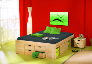 160x200 Bett Funktionbett Jugendbett CLAAS Massivholz Natur Lackiert