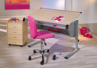 Drehstuhl Brostuhl Kinder-Stuhl Schreibtischstuhl Mali Pink mit Rollen