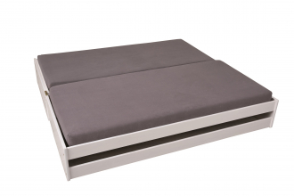 90x200 Bett Funktionsbett 3in1 LOTAR Massivholz Wei� Lackiert