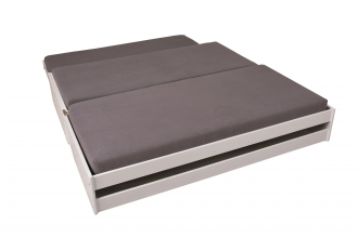 90x200 Bett Funktionsbett 3in1 LOTAR Massivholz Wei� Lackiert