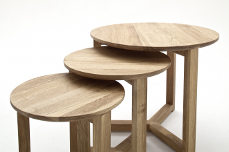 3er Set Couchtisch Beistelltisch Tisch Wohnzimmertisch Faye Asteiche Massiv