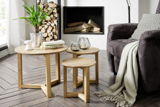 3er Set Couchtisch Beistelltisch Tisch Wohnzimmertisch Faye Asteiche Massiv