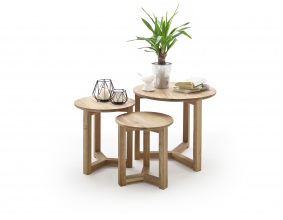 3er Set Couchtisch Beistelltisch Tisch Wohnzimmertisch Faye Asteiche Massiv