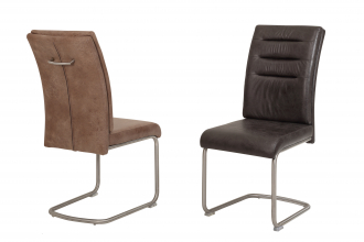 2 Freischwinger=Set Schwing - Stuhl K�chenstuhl Paula 46 Stoff Anthrazit Edelstahl