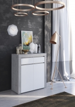 47002BW3 / Kommode Sideboard Aufbewahrung Schrank Stauraum Beton Wei� Nachbildung