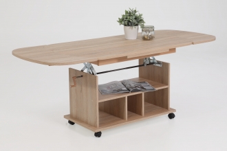 Couchtisch, Stubentisch Babsi III 63, Eiche Sonoma, Ausziehbar & H�henverstellbar