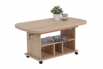 Couchtisch, Stubentisch Babsi III 63, Eiche Sonoma, Ausziehbar & H�henverstellbar