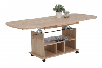Couchtisch, Stubentisch Babsi III 63, Eiche Sonoma, Ausziehbar & H�henverstellbar