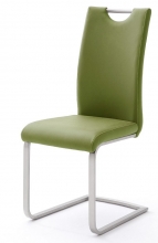 4 Freischwinger=Set Schwing - Stuhl PAULO Kunstleder Olive PAUE10OL