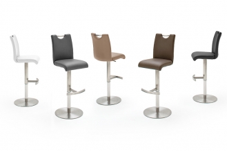 4-er SET Barhocker Hocker Barstuhl ALESI Kunstleder Grau Edelstahl ALESIEPG