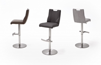 4-er SET Barhocker Hocker Barstuhl GIULIA C Nubukleder-Optik Eisgrau GBCE53EG