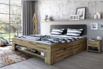 180x200 Bett Futonbett Holzbett Stella2-180E Wildeiche Massiv ge�lt