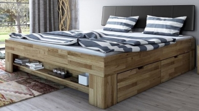 180x200 Bett Futonbett Holzbett Stella2-180E Wildeiche Massiv ge�lt