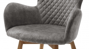 6 Armlehnst�hle=Set K�chenstuhl 4-Fu� Stuhl Cocktailsessel SARANDER Lichtgrau Wildeiche S2WAAMLG