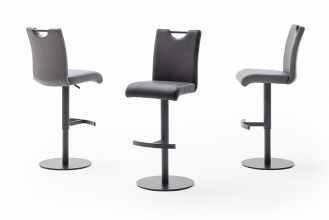 2-er SET Barhocker Hocker Barstuhl ALESI Kunstleder Grau lackiert ALSL10GX