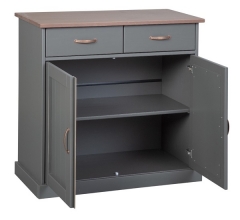 2-trg. Kommode Anrichte Sideboard LUZERNA 3.1 Grau Sepia Kiefer Massiv