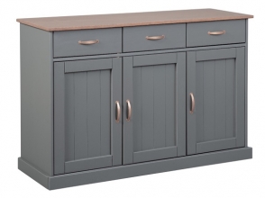 3-trg. Kommode Anrichte Sideboard LUZERNA 4.1 Grau Sepia Kiefer Massiv