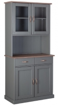 Highboard Vitrine Schrank Kommode Buffet LUZERNA 5.1 Grau Sepia Kiefer Massiv