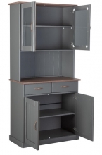 Highboard Vitrine Schrank Kommode Buffet LUZERNA 5.1 Grau Sepia Kiefer Massiv