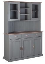 Highboard Vitrine Schrank Kommode LUZERNA 6.1 Grau Sepia Kiefer Massiv