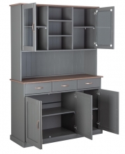 Highboard Vitrine Schrank Kommode LUZERNA 6.1 Grau Sepia Kiefer Massiv