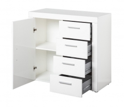 Anrichte Kommode Sideboard Stauraum Schrank CORBET 1T4S Wei� Hochglanz