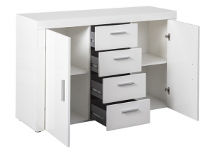 Anrichte Kommode Sideboard Stauraum Schrank CORBET 2T4S Wei� Hochglanz