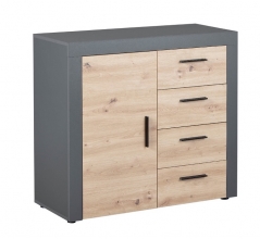 Anrichte Kommode Sideboard Stauraum Schrank CORBETO 1T4S Anthrazit Artisan Eiche NB
