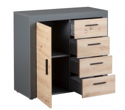 Anrichte Kommode Sideboard Stauraum Schrank CORBETO 1T4S Anthrazit Artisan Eiche NB