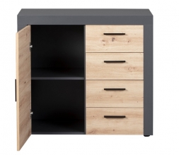 Anrichte Kommode Sideboard Stauraum Schrank CORBETO 1T4S Anthrazit Artisan Eiche NB